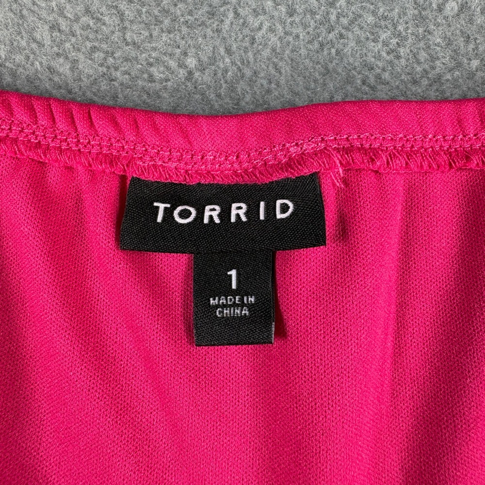 Torrid Pink Empire Waist Mini Dress Adjustable Straps Size 1 Hot Pink Sleeveless - Picture 5 of 7